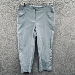 Chicos Womens Stretch Ankle Pants M Blue Pull On Travel Relaxed Casual Comfort